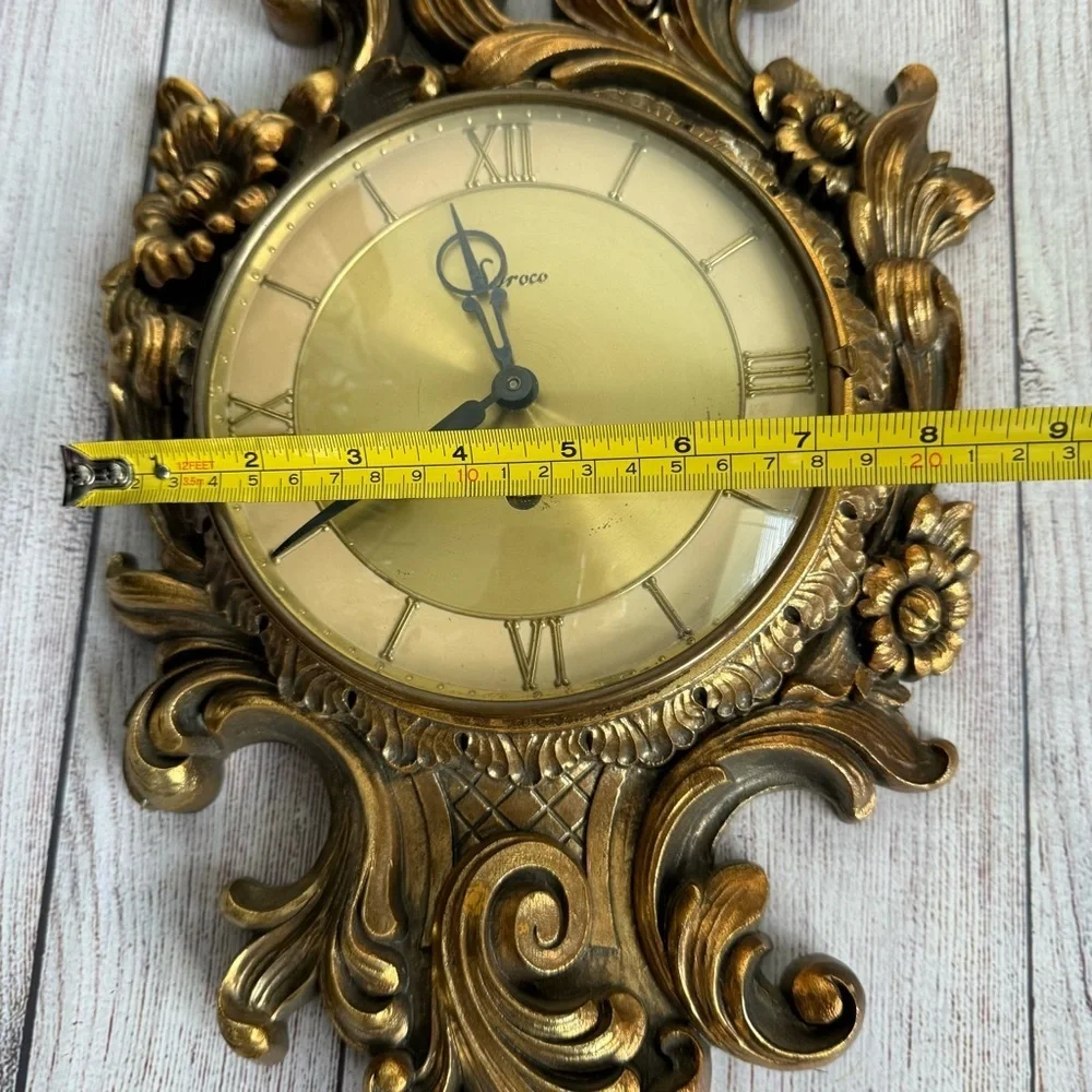 SYROCO Mid-century Modern Wall Clock Vintage Gold
